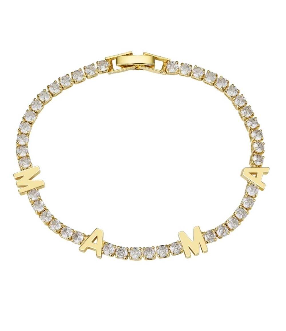 Believe by Brilliance 14k Gold Flash Plated Cubic Zirconia Mama Tennis Bracelet